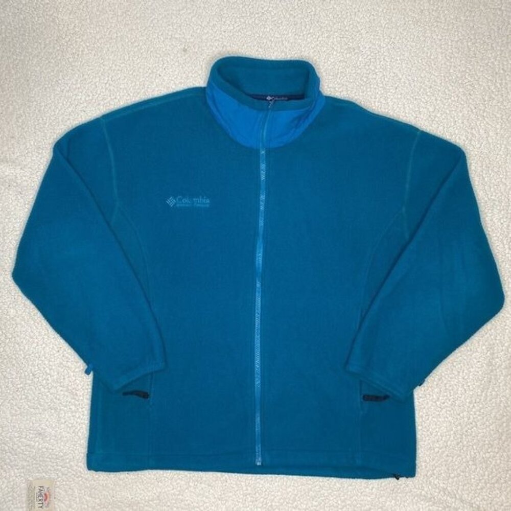 Vintage Columbia Teal Fleece Jacket: Size Large